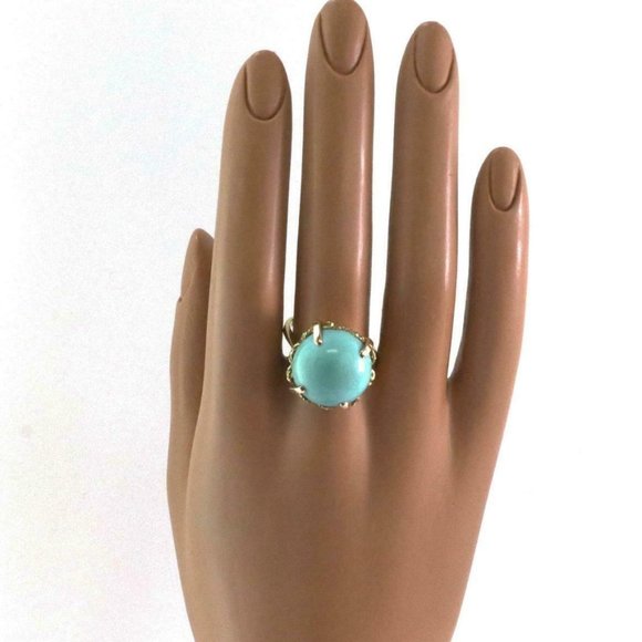 Turquoise 18k & 14k YGold Stud Earrings & Ring Set - Picture 3 of 8